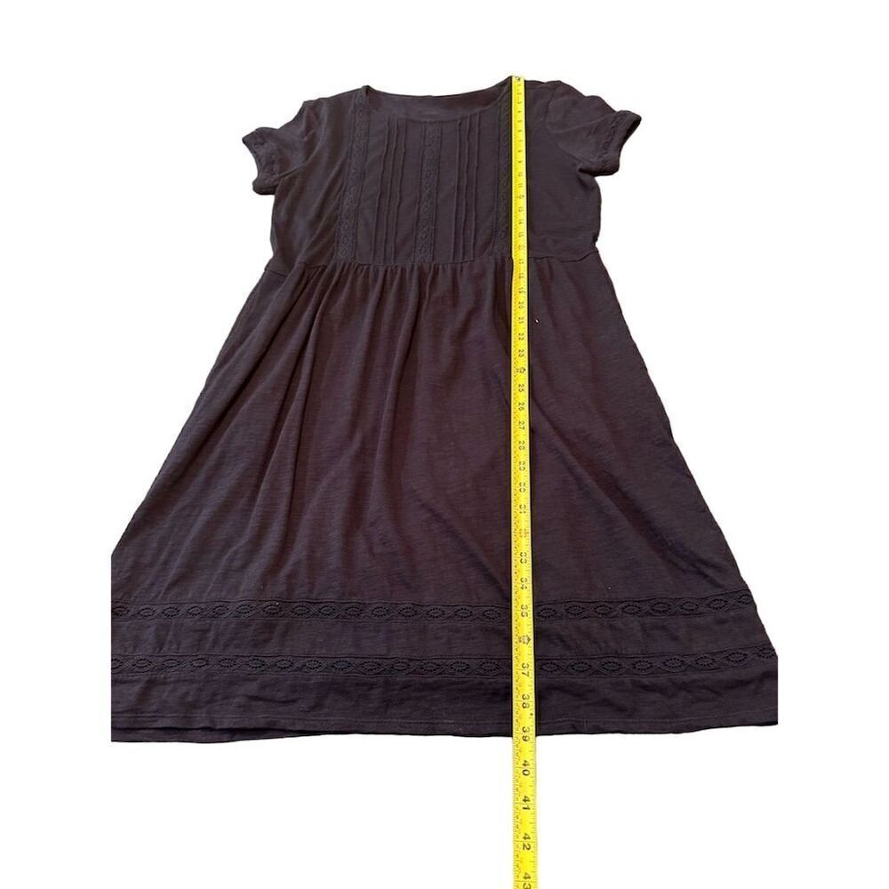 J Jill Women's M Cotton Blend Black Short Sleeve Peasant Dress Short Length - Picture 5 of 12